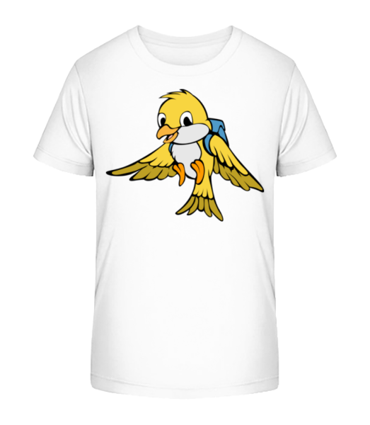 Oiseau Doux Avec Sac Á Dos - T-shirt bio Enfant Stanley Stella - Blanc - Devant