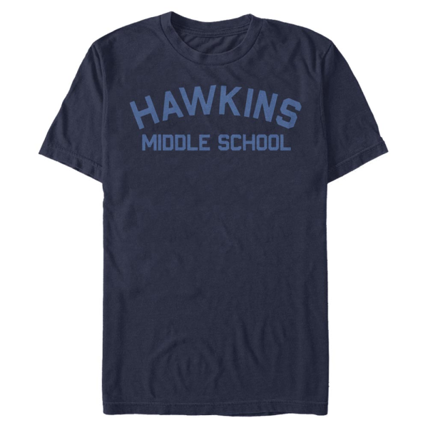 Netflix - Stranger Things - Hawkins Mid School - Homme T-shirt - Bleu marine - Devant