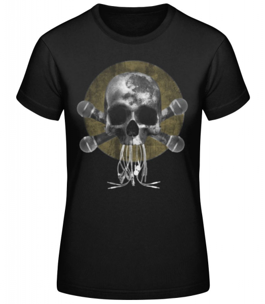Crâne Avec Microphone - T-shirt standard Femme - Noir - Devant