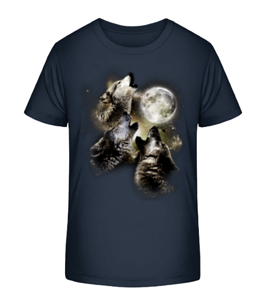 Lune Loups - T-shirt bio Enfant Stanley Stella - Bleu marine - Devant