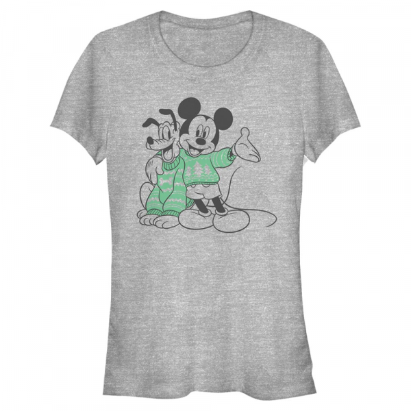 Disney Classics - Mickey Mouse - Mickey & Pluto Sweater Pals - Femme T-shirt - Gris chiné - Devant