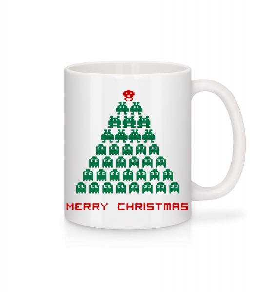Merry Christmas Pixel Monster - Mug en céramique blanc - Blanc - Vorn