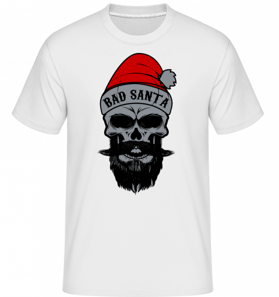Bad Santa Skull -  T-Shirt Shirtinator homme - Blanc - Vorn