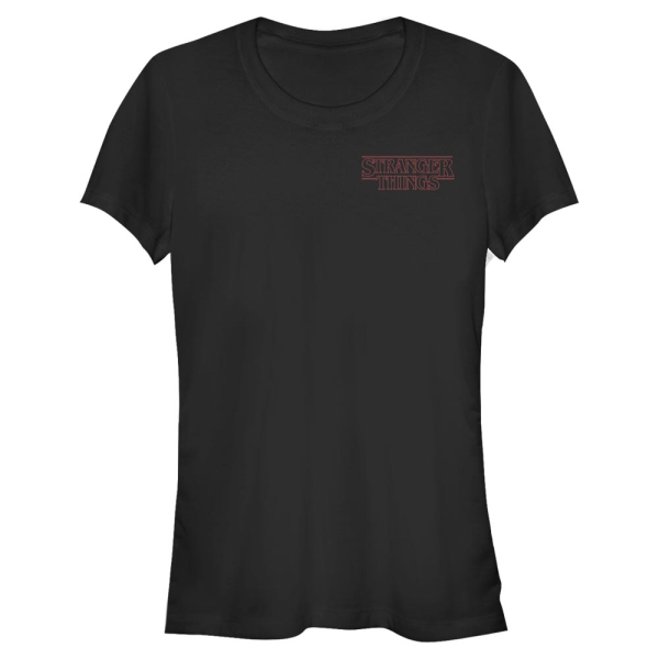 Netflix - Stranger Things - Logo Stranger Red Outline Pocket - Femme T-shirt - Noir - Devant