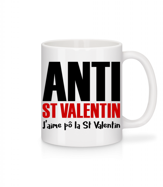 Anti St Valentin - Mug en céramique blanc - Blanc - Vorn
