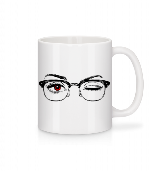 Hipster Yeux Rouge - Mug en céramique blanc - Blanc - Vorn
