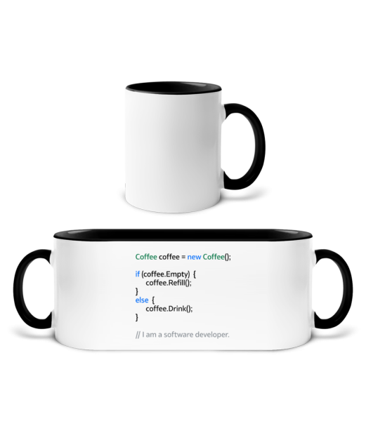 Coffee Loop - Mug bicolore en céramique - intérieur de couleur - Blanc / Noir - Devant