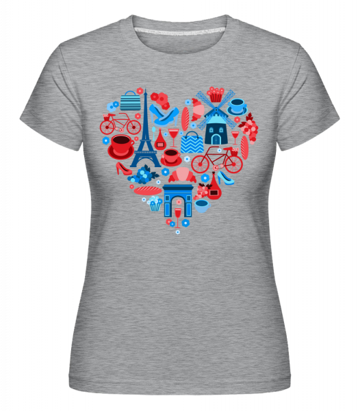 Paris Love Heart -  T-shirt Shirtinator femme - Gris bruyère - Vorn