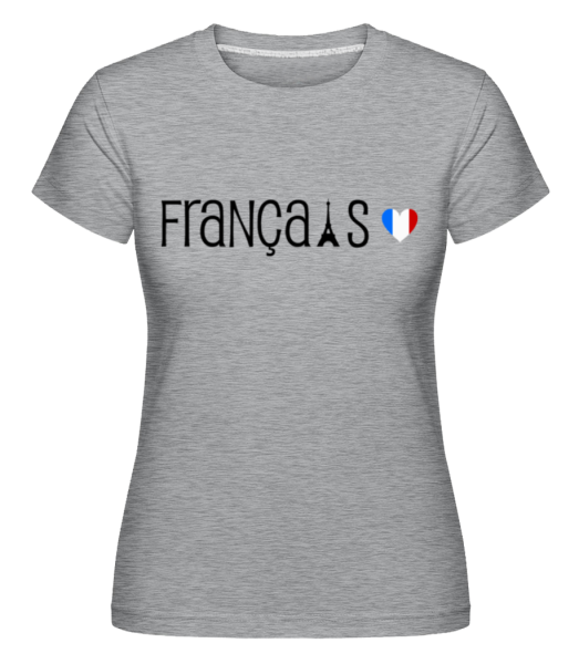 Français Drapeau -  T-shirt Shirtinator femme - Gris chiné - Devant