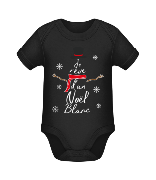 Je Rêve D’un Noël Blanc 2 - Body manches courtes bio - Noir - Devant