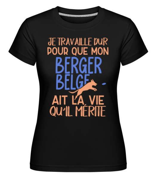 Je Travaille Dur Belger Belge -  T-shirt Shirtinator femme - Noir - Devant