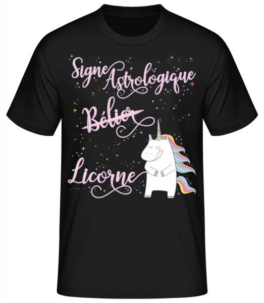 Signe Astrologique Licorne Bélie - T-shirt standard homme - Noir - Vorn