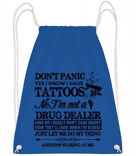 Tattoo Don't Panic - Sac à dos Drawstring - Bleu royal - Vorn