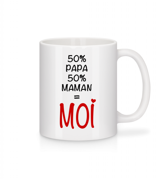 50% Papa, 50% Maman - MOI - Mug en céramique blanc - Blanc - Vorn