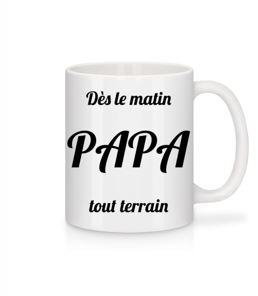 Papa Tout Terrain - Mug en céramique blanc - Blanc - Vorn