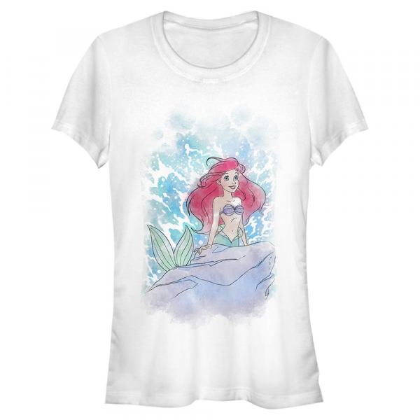 Disney - Ariel La Petite Sirène - Malá mořská víla Watercolor Splash - Femme T-shirt - Blanc - Devant