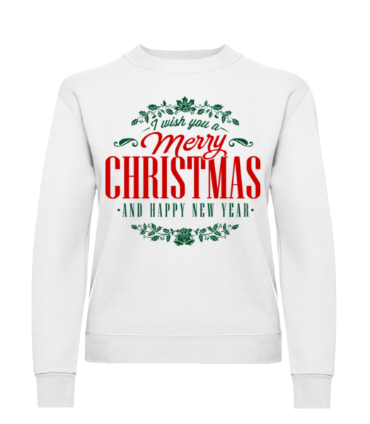 Merry Christmas Label - Sweatshirt Femme - Blanc - Devant