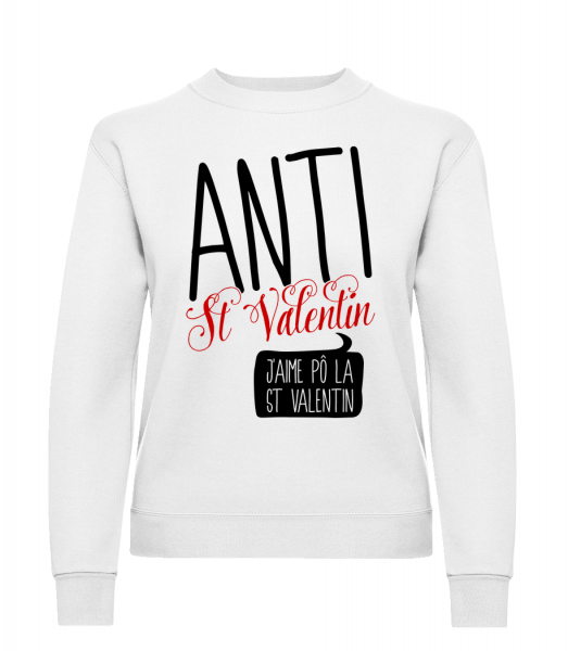 Anti St Valentin - Sweat-shirt classique avec manches set-in pour femme - Blanc - Vorn