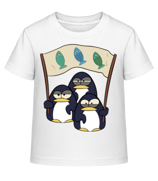 Les Pingouins Attendent Les Poissons - T-shirt shirtinator Enfant - Blanc - Devant