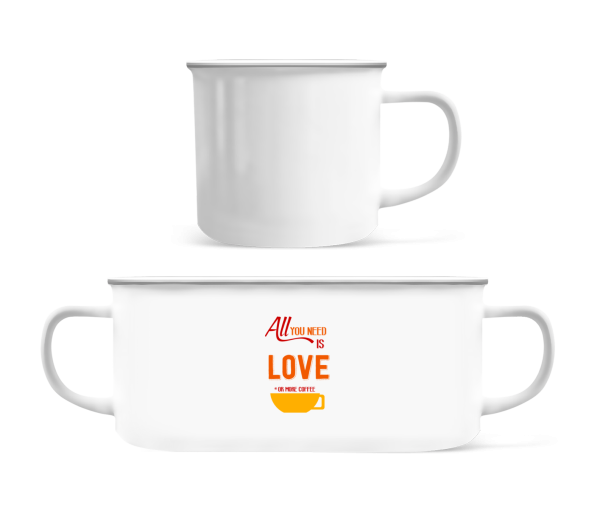 Love Or More Coffee - Tasse Émaillée - Blanc - Devant