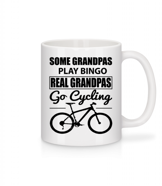 Real Granpas Go Cycling - Mug en céramique blanc - Blanc - Vorn