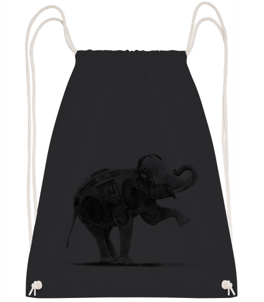Éléphant De Ghettoblaster - Sac à dos Drawstring - Noir - Vorn