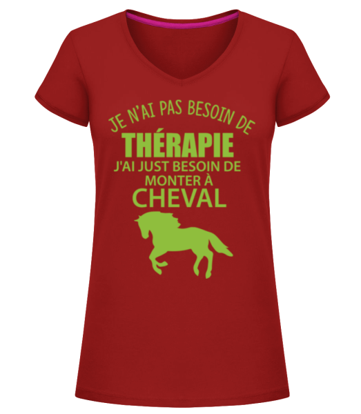 Monter À Cheval - T-shirt col en V Femme - Cerise - Devant