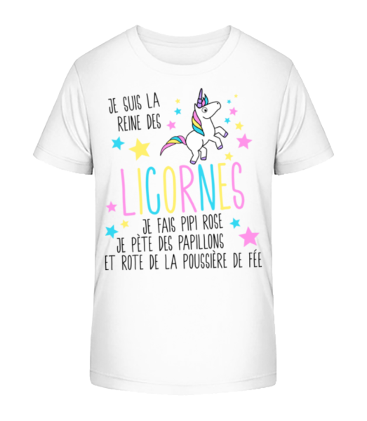 Je Suis La Reine Des Licornes - T-shirt bio Enfant Stanley Stella - Blanc - Devant