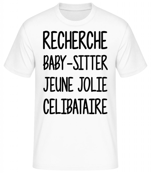 Recherche Baby-Sitter - T-shirt standard Homme - Blanc - Vorn