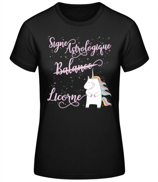 Signe Astrologique Licorne Balan - T-shirt standard femme - Noir - Vorn