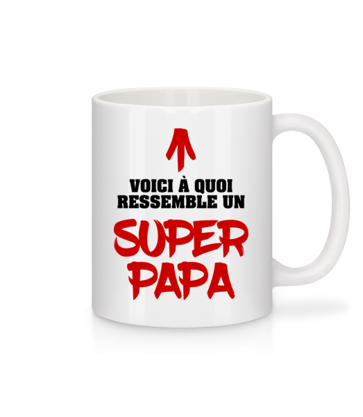 Voici Un Super Papa - Mug en céramique blanc - Blanc - Vorn
