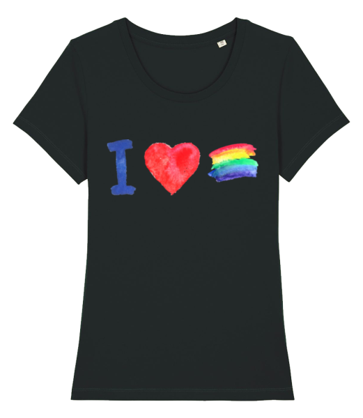 I Love Rainbows - T-shirt bio Femme Stanley Stella - Noir - Devant