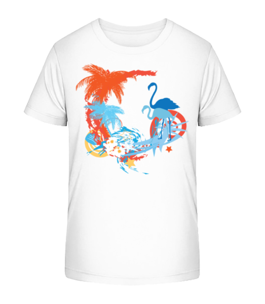 Flamingos In Paradise Blue/Orang - T-shirt bio Enfant Stanley Stella - Blanc - Devant