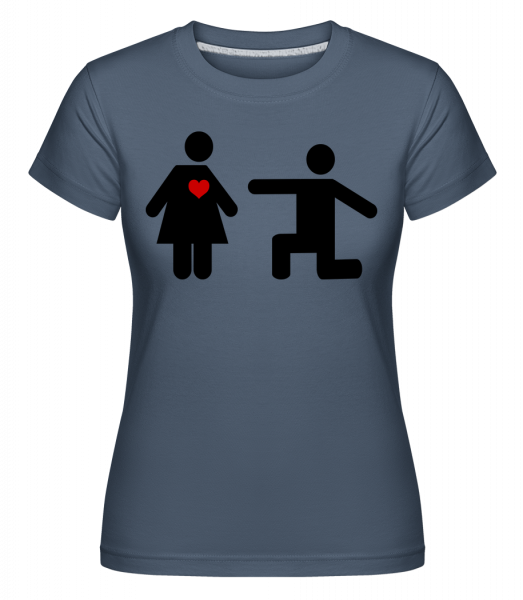 Femme Et Homme Et Cœur Logo -  T-shirt Shirtinator femme - Bleu denim - Vorn