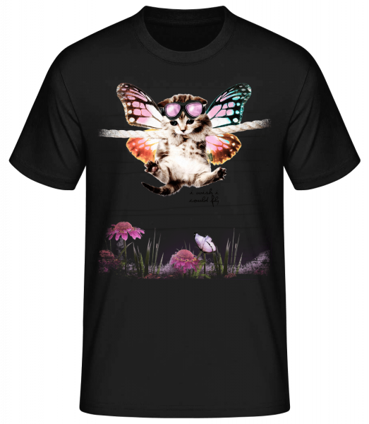 Chat Papillon - T-shirt standard Homme - Noir - Vorn