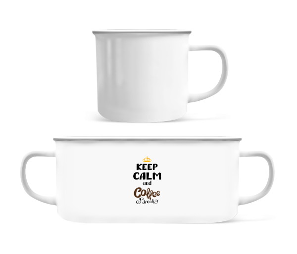Keep Calm And Coffee Break - Tasse Émaillée - Blanc - Devant