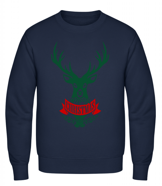 Merry Christmas Deer Label - Sweat-shirt classique avec manches set-in - Marine - Vorn