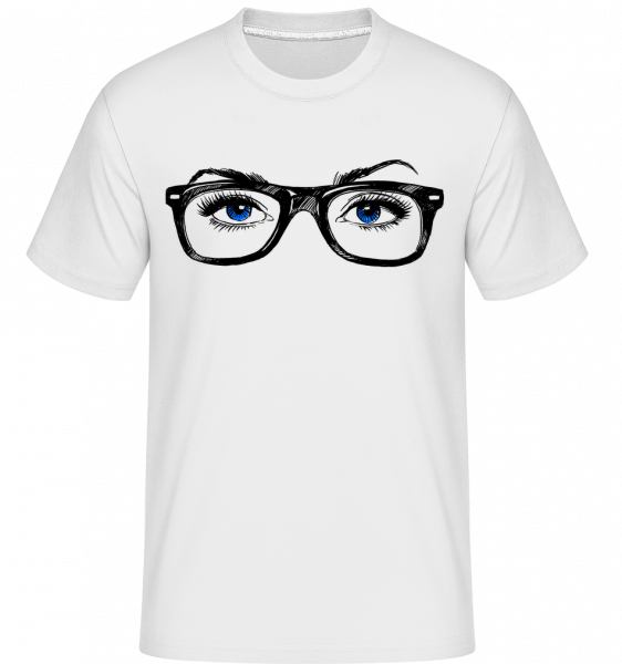 Hipster Yeux Bleu -  T-Shirt Shirtinator homme - Blanc - Vorn