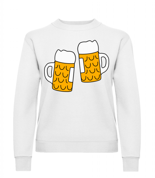 Deux Bières - Sweat-shirt classique avec manches set-in pour femme - Blanc - Vorn
